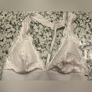 Pink Lace Bralette in Cream